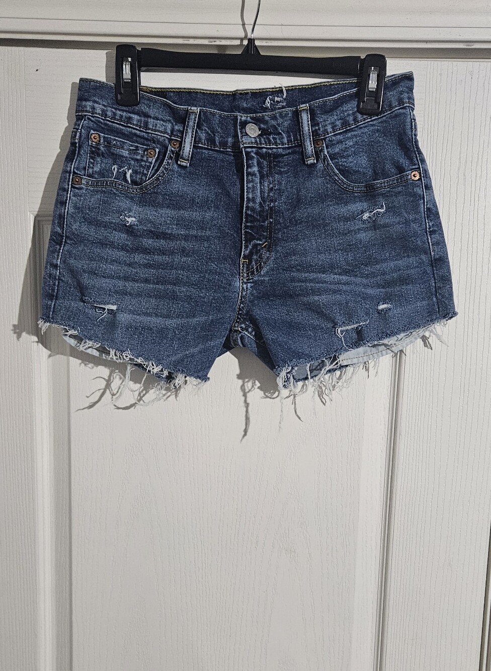 Levi's Dark Blue Distressed Denim Women’s Shorts Size 30